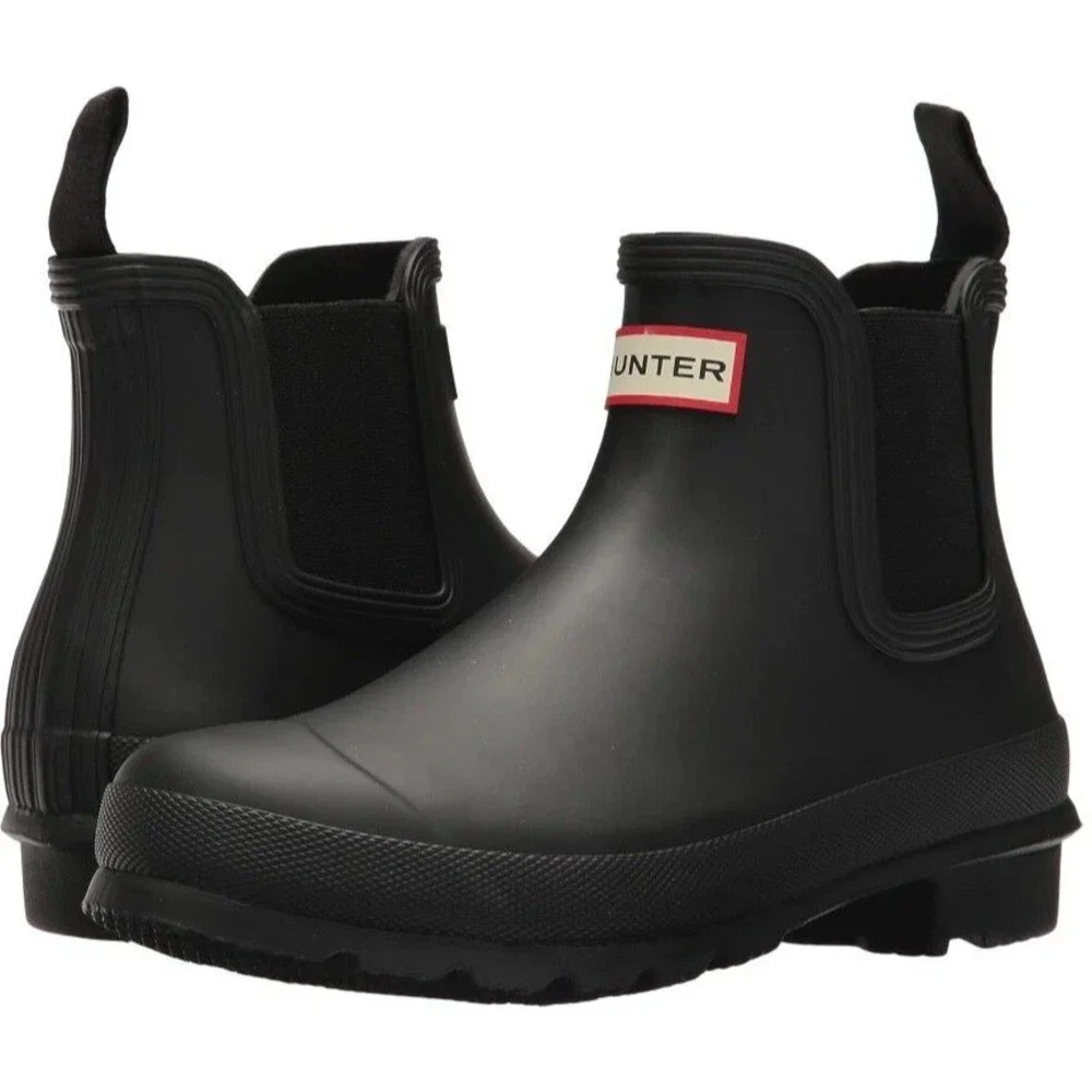 Hunter Black Short Chelsea Rain Boots